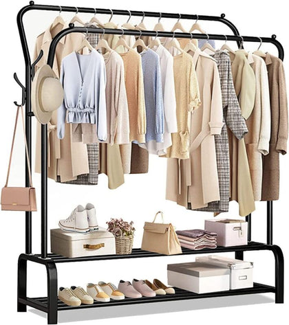Heavy Duty Double Clothes Rail Hanging Rack Garment Display Stand Storage Shelf