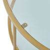 Round Glass Coffee Table with Golden Metal Legs & Shelf - Living Room Furniture