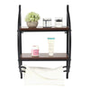 2 Tier Bathroom Floating Shelves Wood Wall Mounted Shelf Display Rack Storage
