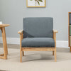 Wooden Single Seater Sofa Accent Chair Armchair Linen Fabric Living Room Grey