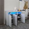 Grey TV Unit Stand Cabinet Cupboard High Gloss 3 Doors Sideboard & LED Light
