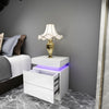 High Gloss Front Chest of 2 Drawers Bedside Table Cabinets LED Light Nightstand