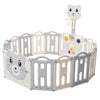 12+2 Panels Baby Playpen Foldable Kids Safety Activity Center & Basketball Hoop