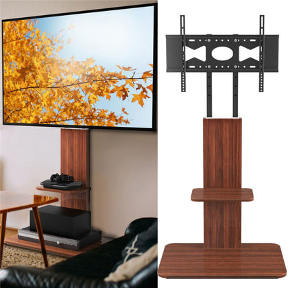 Industrial Floor TV Stand for 32-65 inch Large TV Mount w/ Wooden Base Hold 40kg