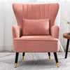 Smoky Pink Velvet Armchair Wing Back Velvet Tufted Cocktail Chair With Cushion