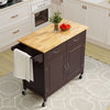 Rolling Kitchen Island w/ 2 Drawers Storage Trolley Utility Cart w/ Towel Rack