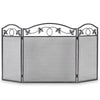 3 Panel Foldable Fire Screen Protector Fireplace Fence Freestanding Spark Guard