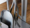 4pc Square Fire Companion Set Modern Silver Fireside Tools Coal Fire Wood Burner