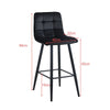 Set of 2 Black Velvet Bar Stools Breakfast Pub Chair Kitchen 65 cm Seat High
