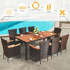 9 PCS Patio Rattan Furniture Dining Set Stackable Garden Wicker Conversation Set