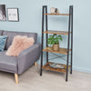 4-Tier Storage Shelves Ladder Bookshelf Industrial Bookcase Unit Living Room
