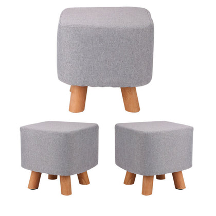 Luxury Padded Wooden Footstool Ottoman Square Stool Wooden 4 Legs Brand new