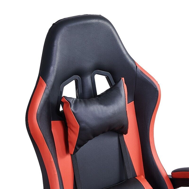 Red Racing Chair Red Executive Racing Gaming Chair PU Faux Leather Computer Desk Chair ...