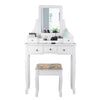 Vanity Dressing Table 5 Drawers Make Up Desk Padded Stool Set W/ Rotating Mirror
