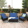 5 Pieces Patio Furniture Set Outdoor Rattan Conversation Sofa Set w/ Cushions