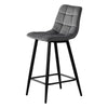 2x Grey Breakfast stool Bar Stools Velvet Pub Chairs 65 cm high seat Modern