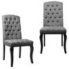 2/4PCS Linen Buttoned Dining Chairs Wooden Legs High Back Home Restaurant Seat