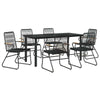 7 Piece Garden Dining Set Black PVC Rattan P8N2