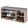 Shoe Storage Bench 3 Tiers Wooden Shoe Organizer with Adjustable Shelf & Cushion