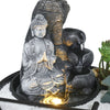 Cascading Bowls Water Feature LED Resin Buddha Statues Indoor Tabletop Fountains