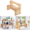 2 Tiers Bamboo Desk Storage Organizer Desktop Display Shelf Rack for Home Office