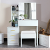 Dressing Table with Drawers, Mirror Stool Set Makeup Desk Vanity Table Bedroom
