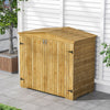 Outdoor Wooden Storage Shed Tool Fir Wood Cabinet w/Double Doors for Garden Yard