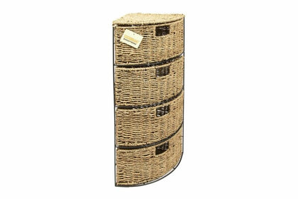 4 Drawer Seagrass Storage Bathroom Bedroom Tidy Basket Unit - 65(H)x25(D)cm