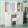 Dressing Table With 10 Led Mirror 3 Large Drawers Vanity Makeup Desk Stool Set