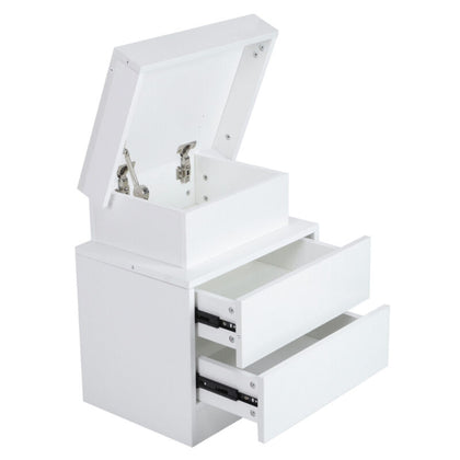 Bedside Tables Storage Cabinet w/ 2 Drawer Bedroom Storage & Coloful LED