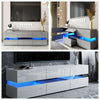 177CM Large TV Unit Stand Cabinet High Gloss Drawers Matt Body LED Lights UK