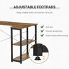 Home Office L-Shaped Corner Computer Desk w/ 2 Shelves Steel Frame Rustic Brown