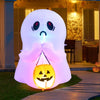 4 FT Halloween Inflatable Colorful Dimming Ghost Holding Pumpkin Blow-up Ghost