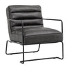 Distressed Faux Leather Armchair Vintage Grey Lounge Chair Sofa Iron Frame Seat