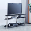32" to 50" 3 Tier Black Tempered Glass TV Stand Floor Entertainment Unit Center