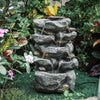 Electric Garden Patio Waterfall Water Feature LED Cascading Rock Fountain Statue