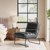 Distressed Faux Leather Armchair Vintage Grey Lounge Chair Sofa Iron Frame Seat