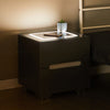 Grey Bedside Tables Cabinets Wireless Charging LED Lights Bedroom 2 Drawers