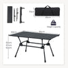 Aluminum Camping Table Outdoor Folding Picnic Table W/ 4-Level Adjustable Height
