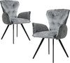 2PC Modern Dining Ergnomic Arm Chairs with Metal Leg Kitchen Living Room