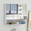 White Bathroom Cabinet Wall Mounted Mirrored Cupboard with Shelf Storage 3 Doors