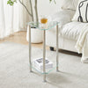 Triangle Corner Table Glass Side Table with Shelves End Table for Living Room