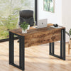 Tribesigns Computer Office Desk Rustic Brown+Black Working Table w/ Front Baffle
