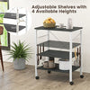 Rolling 3 Tier Serving Cart Kitchen Storage Trolley Utility Cart W/ 10 Hooks