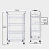 Silver 4-Tier Mesh Rolling Cart Basket Storage Rack Kitchen Serving Trolley Unit