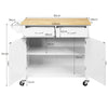 Rolling Kitchen Island w/ 2 Drawers Storage Trolley Utility Cart w/ Towel Rack