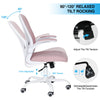 Ergonomic Computer Desk Chair Foldable Armrests Lumbar Support Home Office Pink