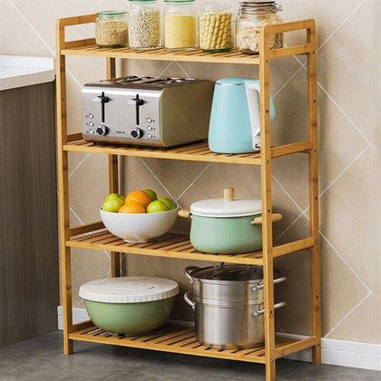 Bamboo Shoe Shelf 4-Tier Rack Bench Storage Organizer Entryway Home Furniture