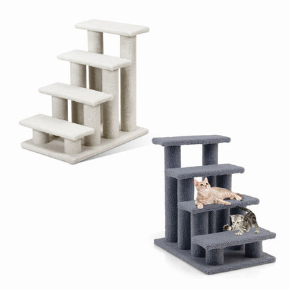 4-Step Pet Stairs for Cats and Dogs Carpeted Cat Scratching Post Pet Ramp