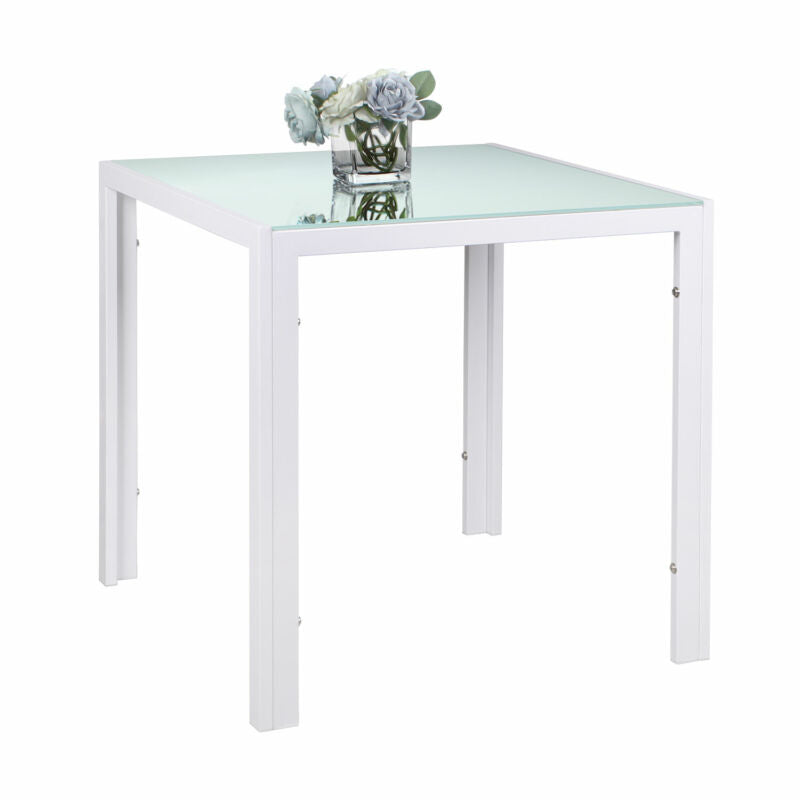 75cm White Small Square Dining Table and 4 Chairs Set Kitchen Dinner Cafe Decor